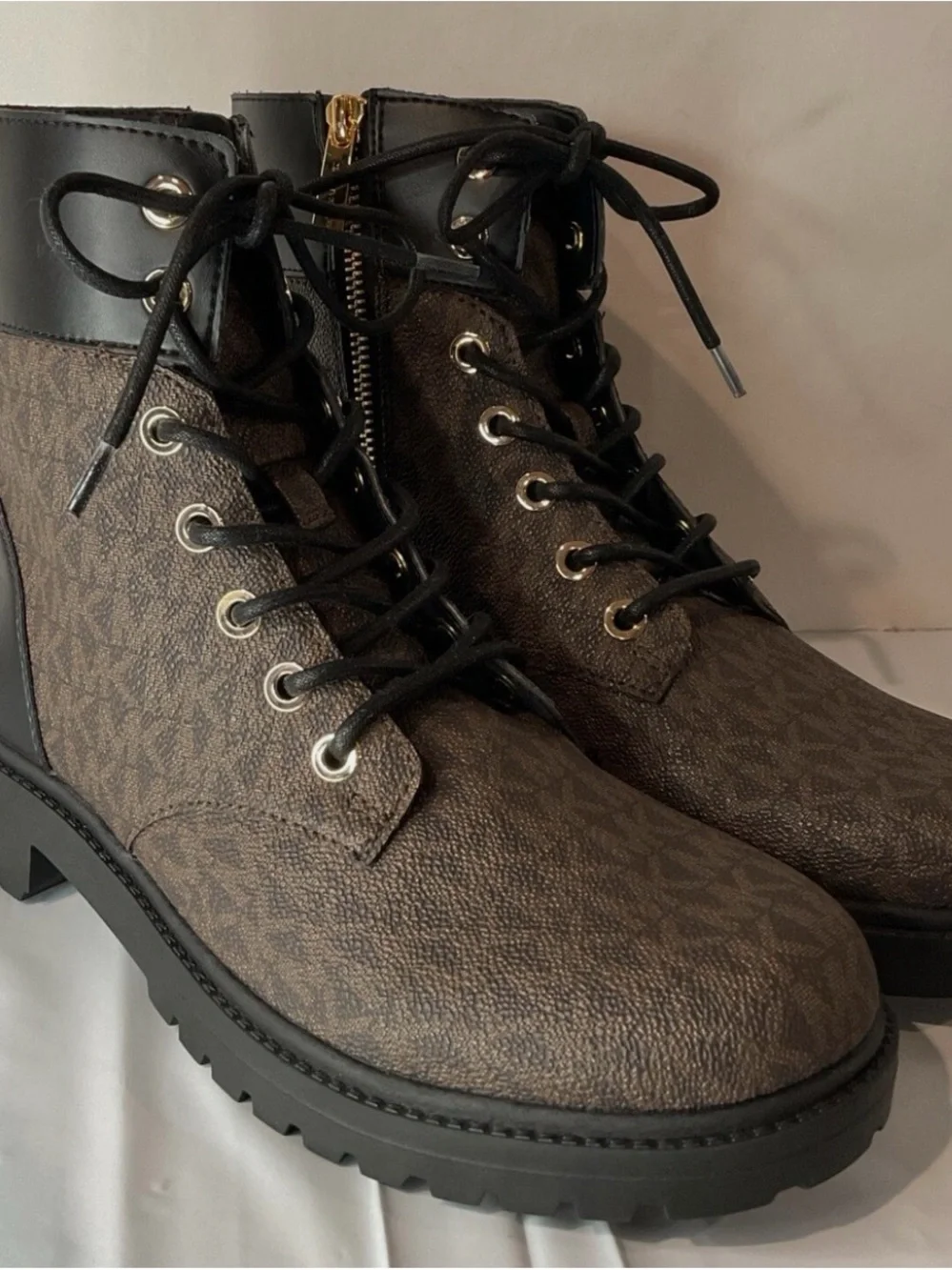 Michael Kors Brown Logo Lace-Up Ankle Boots